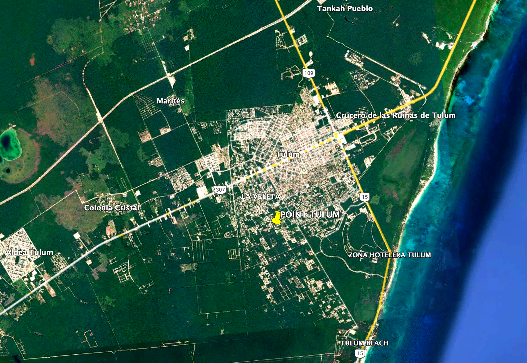 Mapa de ubicación de Point Tulum en Región 15, Tulum